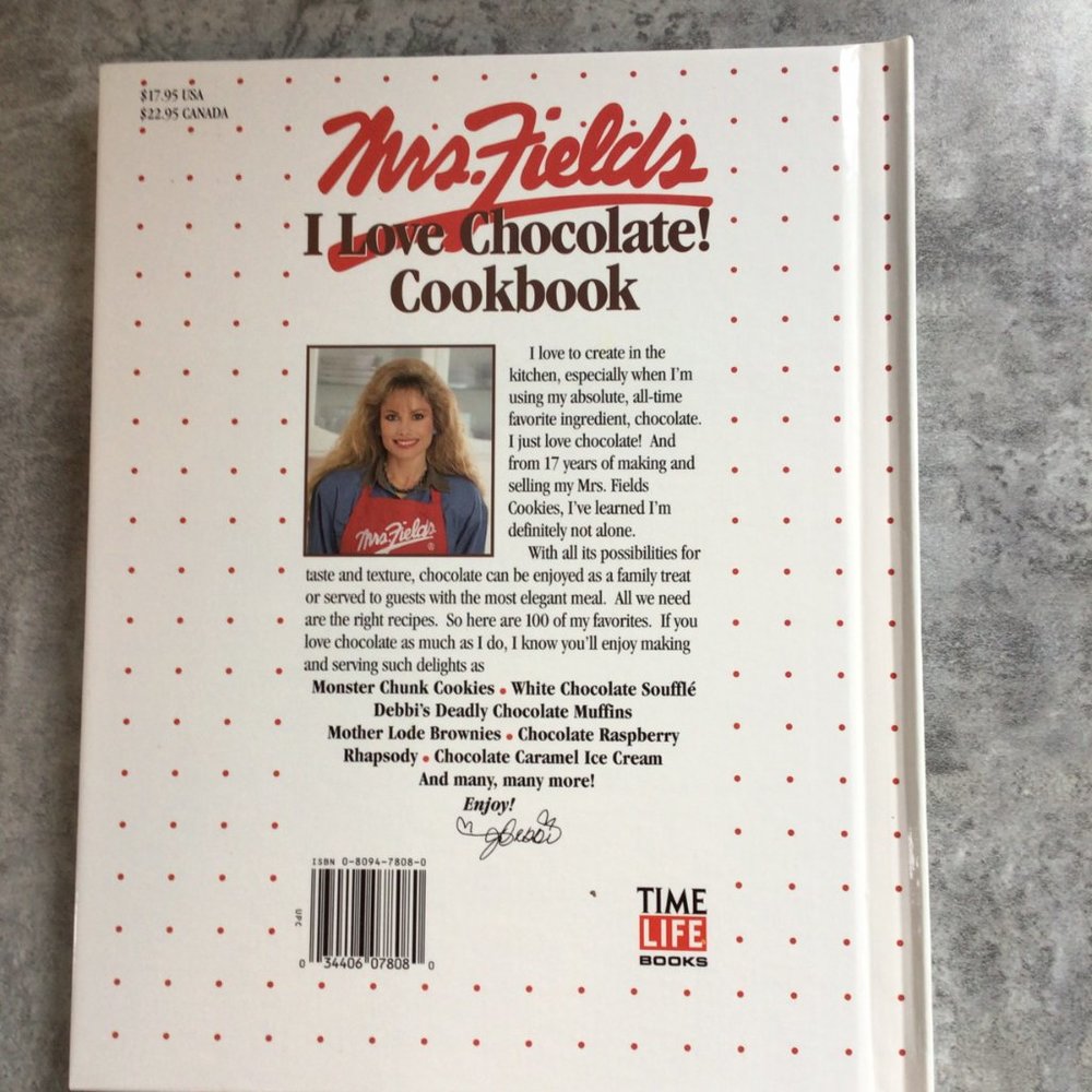 Mrs. Fields I Love Chocolate! Hard Cover Cookbook - Picture 2 of 6